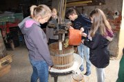 Schüler machen Apfelsaft